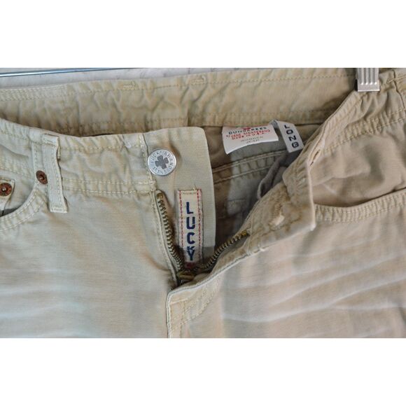 Lucky Brand Dungarees Wonder Jeans Women's 0/25 Long Length Tan Distressed Jeans - Picture 11 of 13